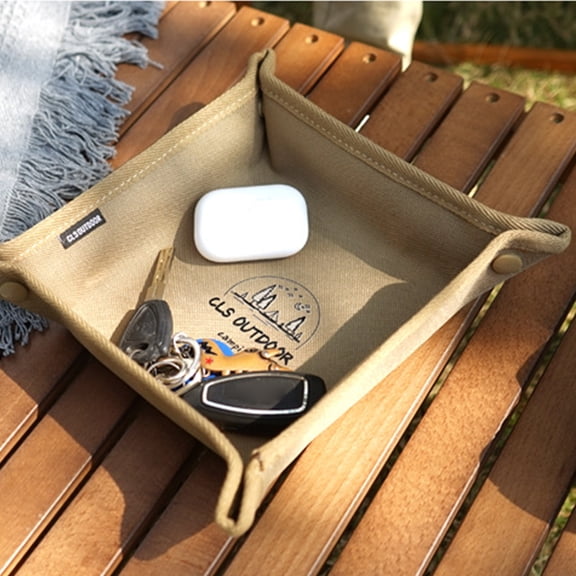 Herrklp Trail Foldable Valet Tray From Water Canvas Storage For Keys Items Outdoor Portable Backpacking Storage Box Folding Camping Table For Outdoor Hiking Fishing