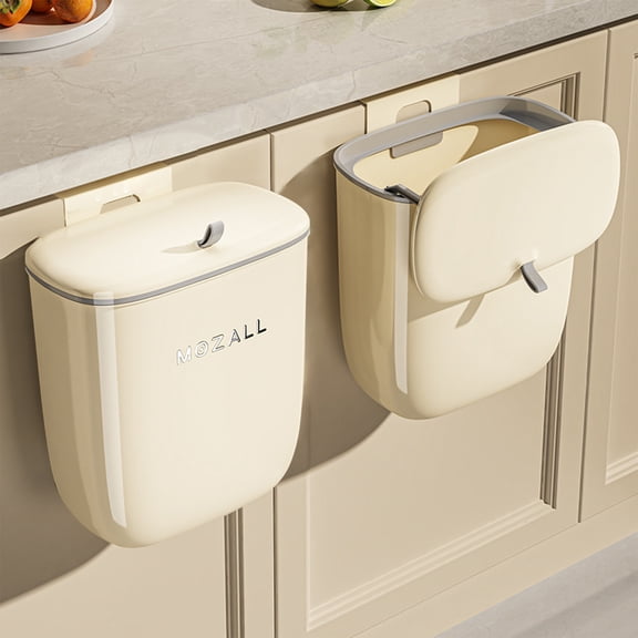 Herrklp Trush Can, 14L Household Wall-mounted Trash Can Kitchen Kitchen Waste Large Plastic Storage Bucket Bathroom Trash Can With Lid Can Be Hung Or Pasted