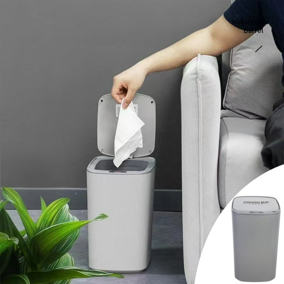 Herrklp Trush Can, Kitchen Trash Smart Charging Can , Stainless Steel, Rectangle, Sensor-Activated Lid Garbage Bin For Home, Office, Slim Save Space