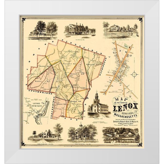 Herrleins 20x21 White Modern Wood Framed Museum Art Print Titled - Lenox Massachusetts - Herrleins 1854