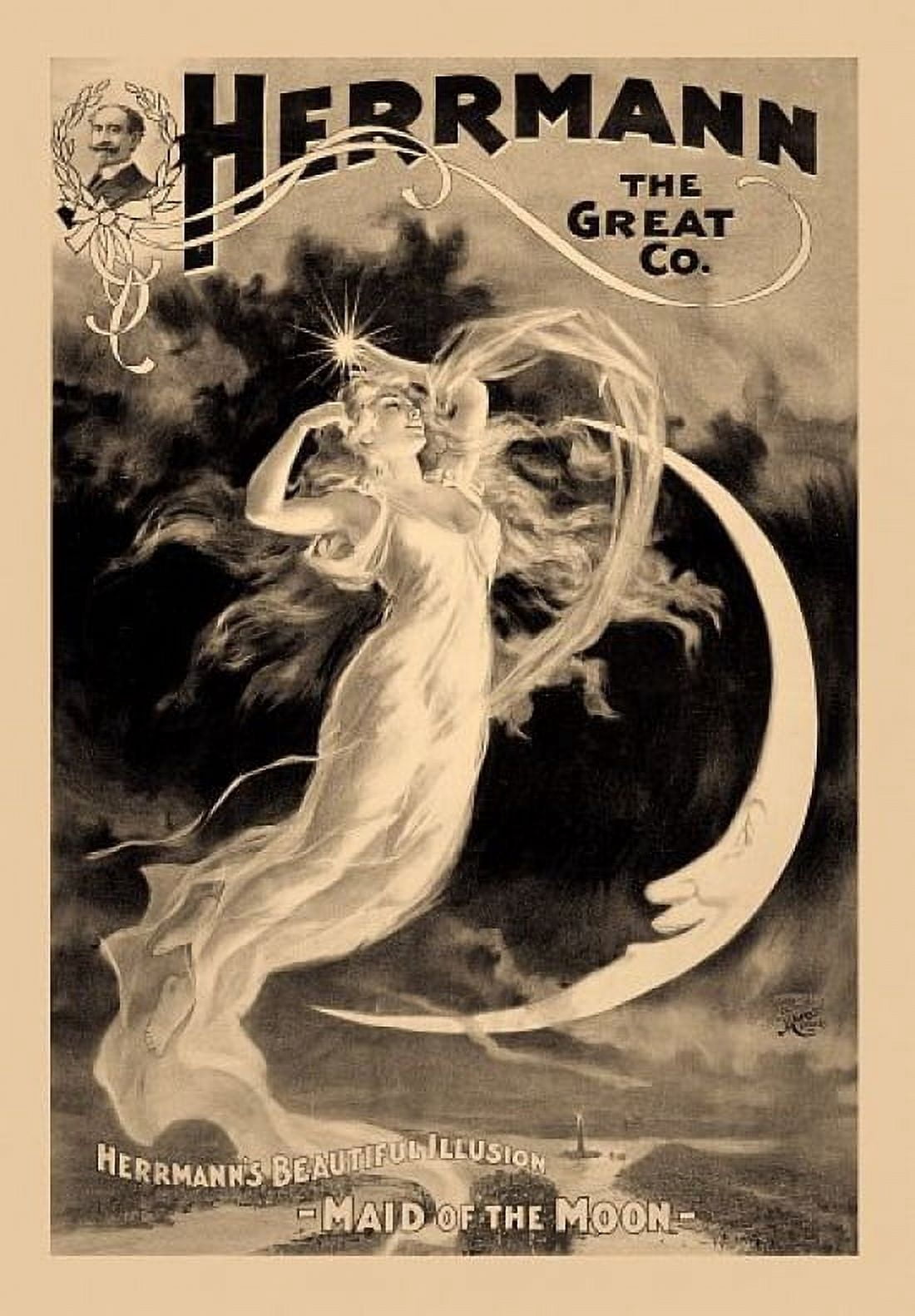 Herrmann The Great Maid Of The Moon Magic Canvas Art - (36 x 54)