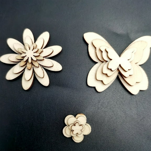 Herrnalise 0.4/0.6 Inch Unfinished Wooden Butterfly Cutouts Wooden Crafts Blank Butterfly Shape Wood Ornaments Butterfly Embellishments Wooden Slices for DIY Projects Decoration (50 Pcs)