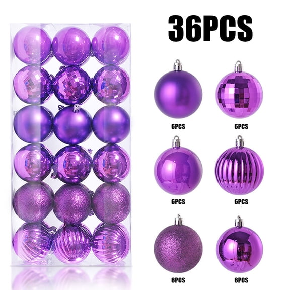 Herrnalise 1.18" Christmas Ball Ornaments 36 Pcs Mini Shatterproof Christmas Tree Decorations Small Christmas Ornaments Balls with Hanging Loop for Wedding House Holiday Party Home Decor - Purple