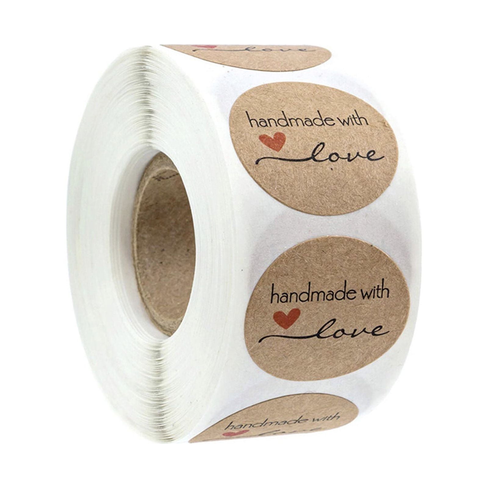 Herrnalise 1 inch Handmade With Love Stickers,500 Round Labels,Brown ...