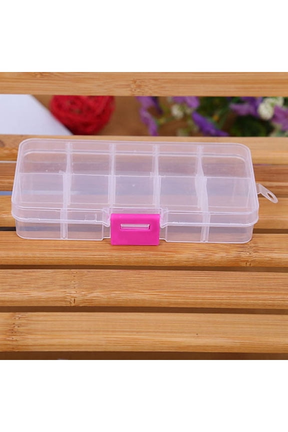 10 Grids 5 Inch x 2.5 Inch Adjustable Small Removable Clear Plastic Jewelry Organizer Divider Storage Box Jewelry Earring Tool Containers Storage for Kitchen