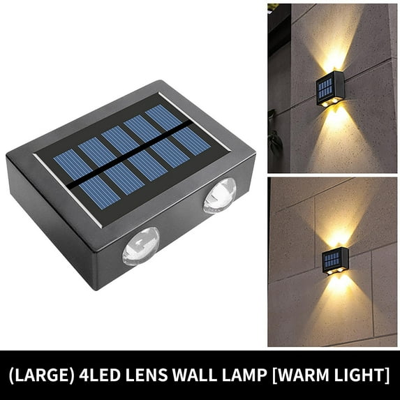 Herrnalise 2PC LED Solar Wall Light, Up and Down Outdoor Security Wall Lamps, IP65 Waterproof Solar Outdoor Lights, Solar Fence Lights LED Solar Wall Lights for Home Garden Porch(Warm Light)