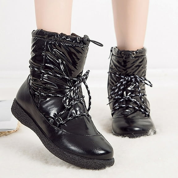 Herrnalise 2020 New Snow Boots Warm Mid-Tube Down Boots Plus Size Women's Short Boots clearance under $10