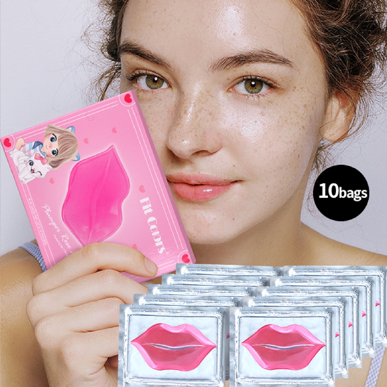 Herrnalise 2022 Pink Lip Masks 10Pack Collagen Crystal Gel Lip Care