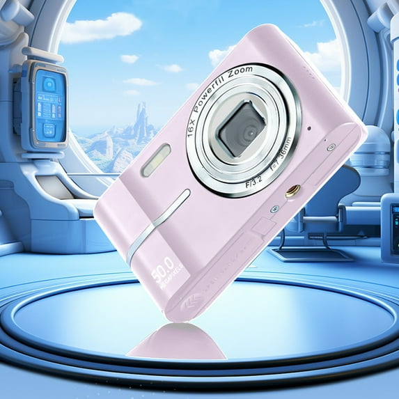 Herrnalise 2024 Newest 4K 50MP Digital Cameras for Photography,Digital Point and Shoot Camera for Kids with 16X Zoom,Anti-Shake,Compact Small Travel Camera for Teens Gift,Pink,Unisex