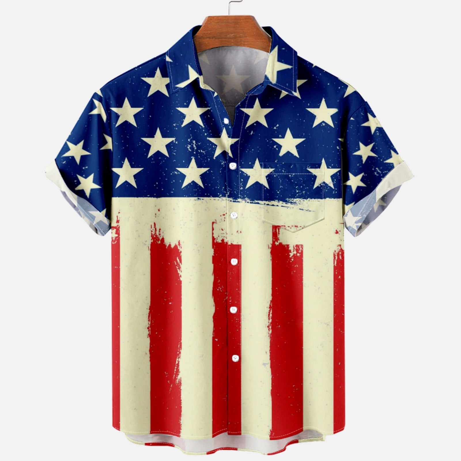 Herrnalise 2024 Patriotic Short Sleeve Button Up Shirts for Men ...