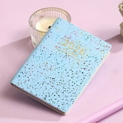 Herrnalise 2025 Pocket Planner Mini Weekly Planner 3" x 4" Laser Blue Leather 2025 Pocket Notepad Daily Schedule Calendar Planner