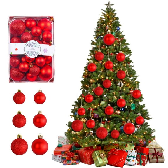 Herrnalise 26Pcs Christmas Balls Ornament,1.58/1.97/2.36 Inch Shatterproof Glittering Hanging Xmas Balls for Christmas Tree Decoration Christmas Baubles for Home Indoor Holiday Party Decor