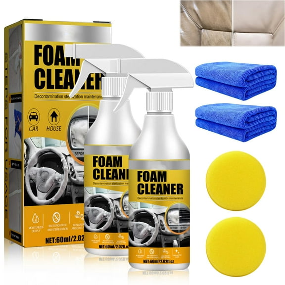 Herrnalise 2PCS Multi-Purpose Foam Cleaner, 2025 New All Around Master Foam Cleaner, Car Interior Foam Cleaner, Car seat Foam Cleaner Spray,Car Interior Foam Refinisher Cleaner,Car seat Stain Remover
