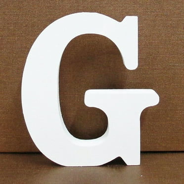 Herrnalise 3.15 Inch White Standing Wooden Letters,Unfinished Wood Letters Wooden Alphabet Letters Slices Sign for DIY Crafts Projects,Party Birthday Wedding Home Wall Decor,G