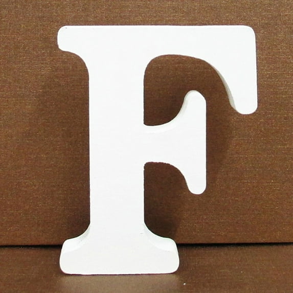 Herrnalise 3.15 Inch White Standing Wooden Letters,Unfinished Wood Letters Wooden Alphabet Letters Slices Sign for DIY Crafts Projects,Party Birthday Wedding Home Wall Decor,F