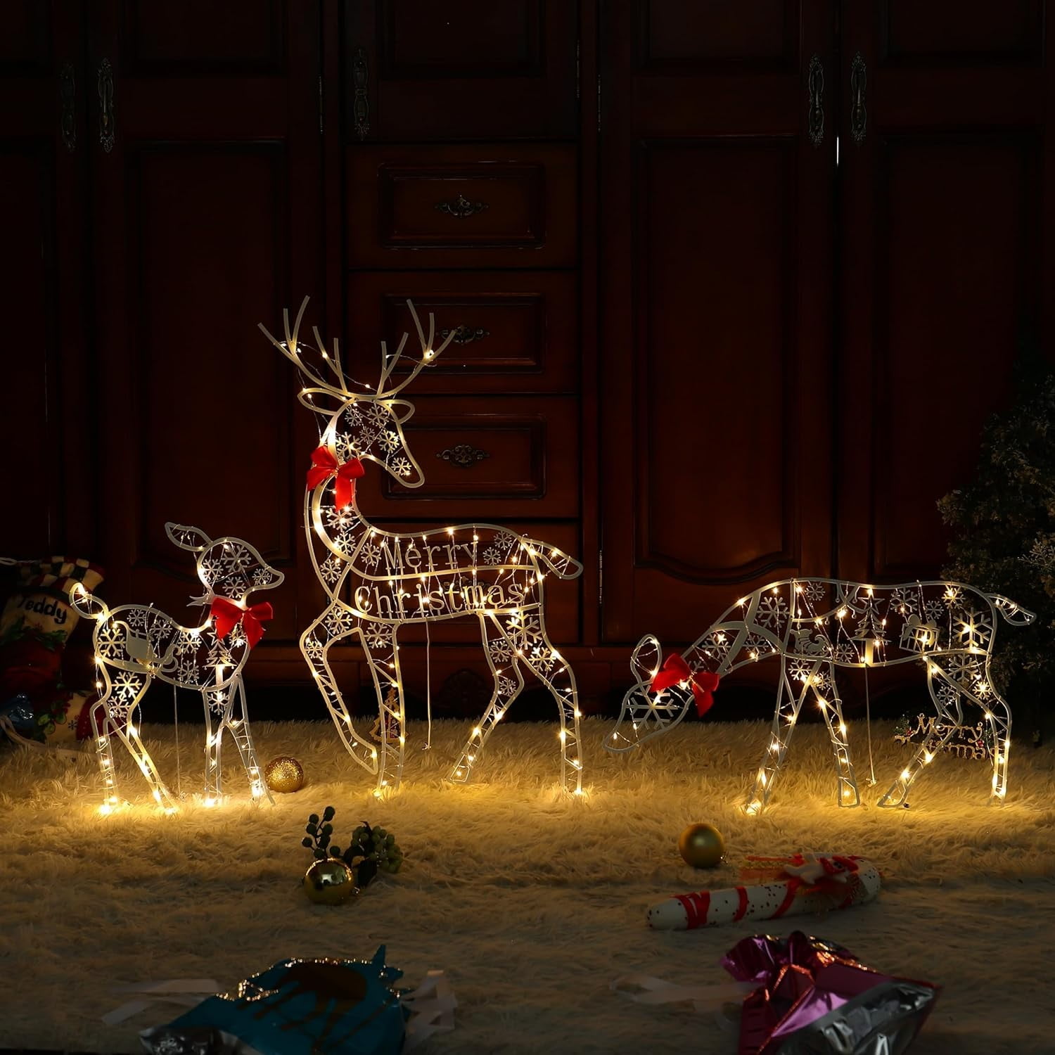 Herrnalise 3Piece Lighted Christmas Reindeer Set Outdoor Decorations
