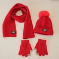 thumbnail image 1 of Herrnalise 3Pcs Kids Hat Scarf and Snow Gloves Set, Winter Knit Warm Soft Pom-Pom Beanie Outdoor for Boys Girls and Toddlers, 1 of 6