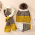 thumbnail image 1 of Herrnalise 3Pcs Kids Hat Scarf and Snow Gloves Set, Winter Knit Warm Soft Pom-Pom Beanie Outdoor for Boys Girls and Toddlers, 1 of 5