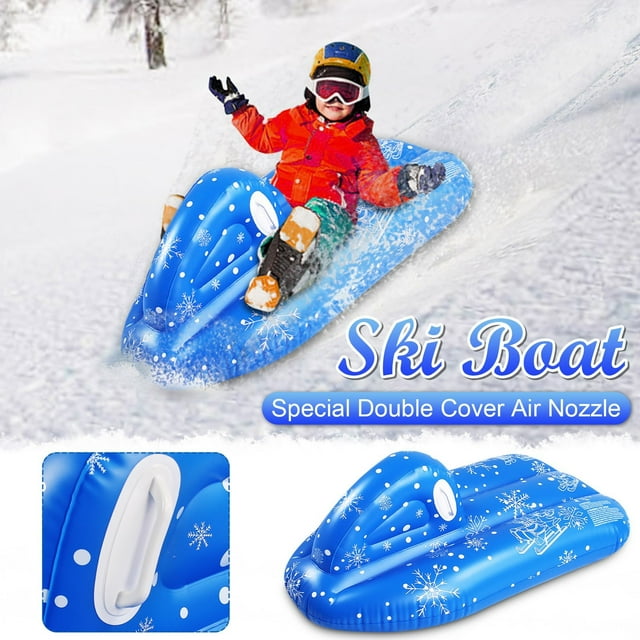Herrnalise 48 Inch Inflatable Snow Sled for Kids,Heavy Duty Snowmobile