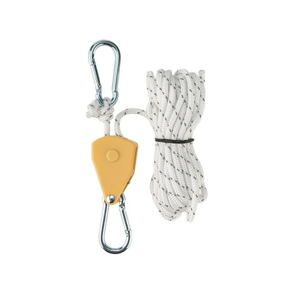 Herrnalise 4mm Reflective Wind Rope with Metal Pulley, 4m Heavy-Duty Camping Rope for Tents, Hiking (White)