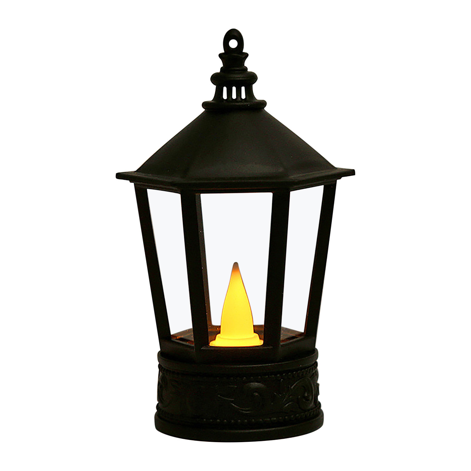 Herrnalise 5.2" Vintage Style Decorative Lantern,Flame Effect LED