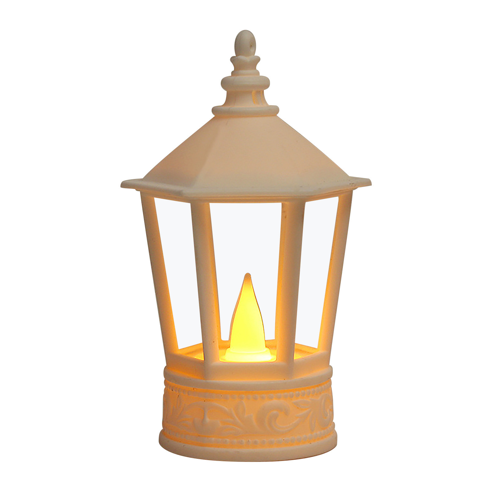 Herrnalise 5.2" Vintage Style Decorative Lantern,Flame Effect LED