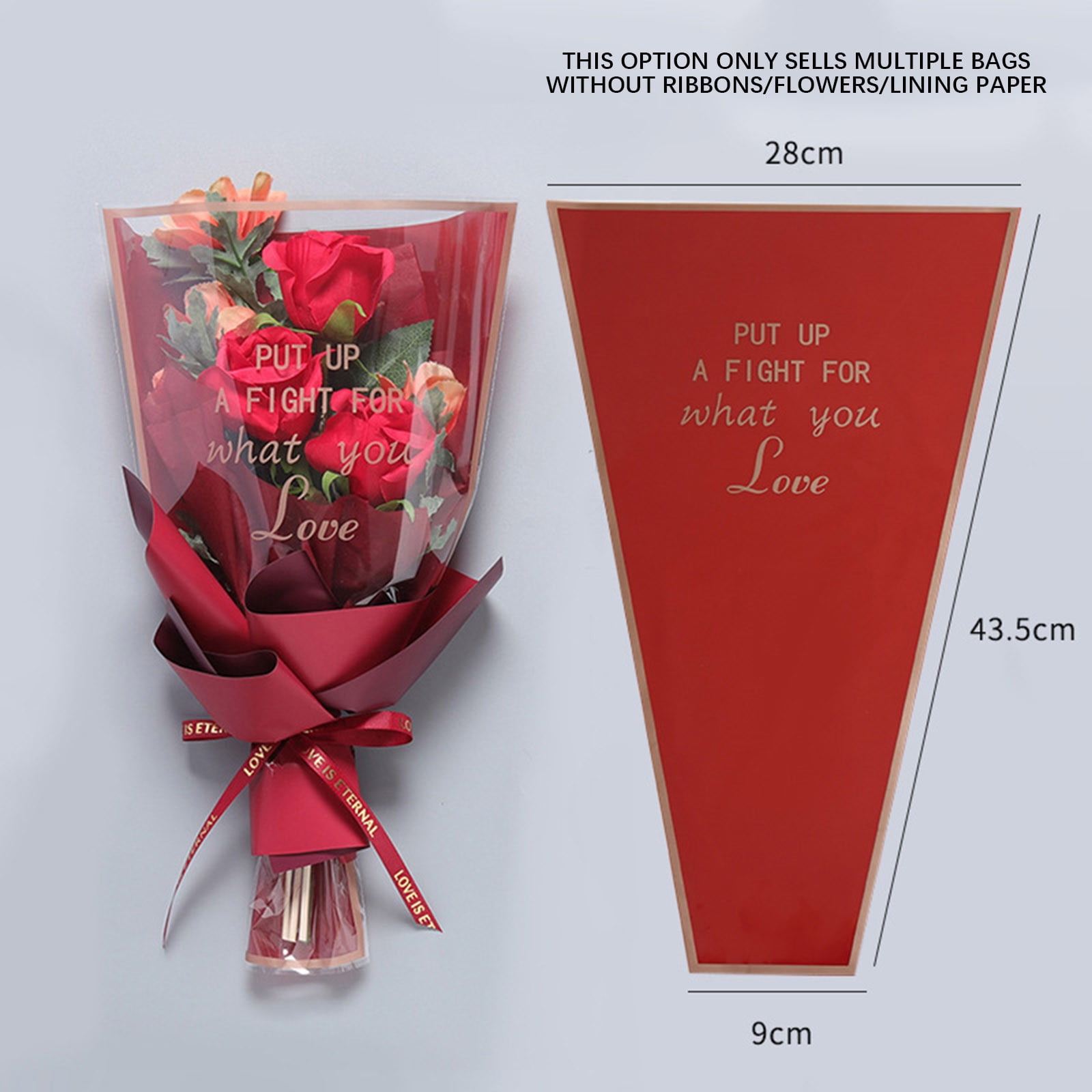 Herrnalise 50pcs Single Flower Sleeves Wrapping Bags Single Rose