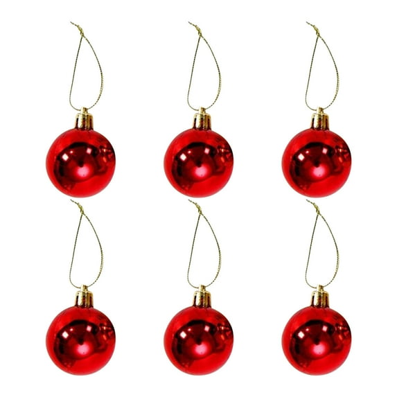 Herrnalise 6 Pcs 3.5 In Christmas Balls with Rope Shiny Looking Glass Silver Solid Commercial Grade Indoor and Outdoor Shatterproof Plastic,UV and Water Resistant Ball Ornament Decorations - Red