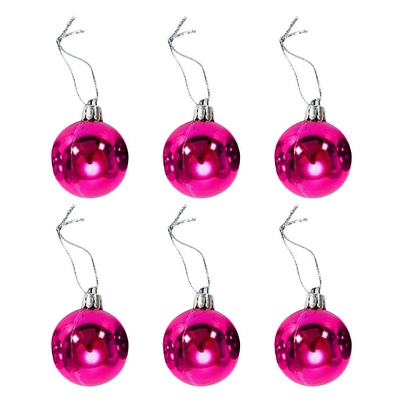 Herrnalise 6 Pcs 3.5 In Christmas Balls with Rope Shiny Looking Glass Silver Solid Commercial Grade Indoor and Outdoor Shatterproof Plastic,UV and Water Resistant Ball Ornament Decorations - Pink