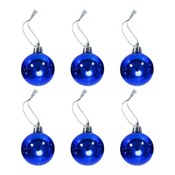 Herrnalise 6 Pcs 3.5 In Christmas Balls with Rope Shiny Looking Glass Silver Solid Commercial Grade Indoor and Outdoor Shatterproof Plastic,UV and Water Resistant Ball Ornament Decorations - Blue