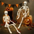 thumbnail image 1 of Herrnalise 65" Skeleton Halloween Decorations, 5.4 FT Realistic Full Body Movable Posable Joints Skeleton, Creepy Halloween Plastic Skeleton for Haunted House Props Indoor/Outdoor Decor, 1 of 8
