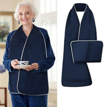 Herrnalise Adult Bib Scarf Washable and Reusable Dining Clothing Protector Adult Bib for Elderly,Navy