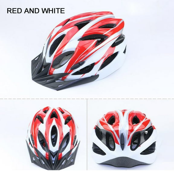 Herrnalise Adult Mountain & Road Bicycle Helmets,Lightweight Breathable and Adjustable Cycling Riding Helmet with Visor for Adult Women and Men,with Suggested Fit 22.5 to 24.5 inches - White Red