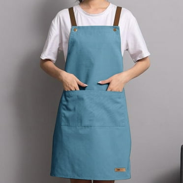 Herrnalise Apron for Men Women with Adjustable Straps and Large Pockets, Canvas Cotton Cooking Kitchen Chef Bib Aprons Waterproof Blue
