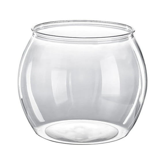 Herrnalise Aquarium Small Fish Tank Break-Resistant Plastic Betta Fish Bowl PET Clear Round Bowl Terrarium Desktop Golden Fish Tank(14CM )