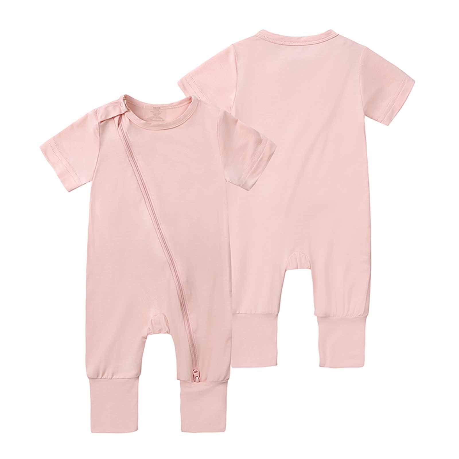 Herrnalise Baby Boys Girls Footless Pajamas 2 Way Zipper Short Sleeve Romper with Viscose Made From Bamboo Fiber