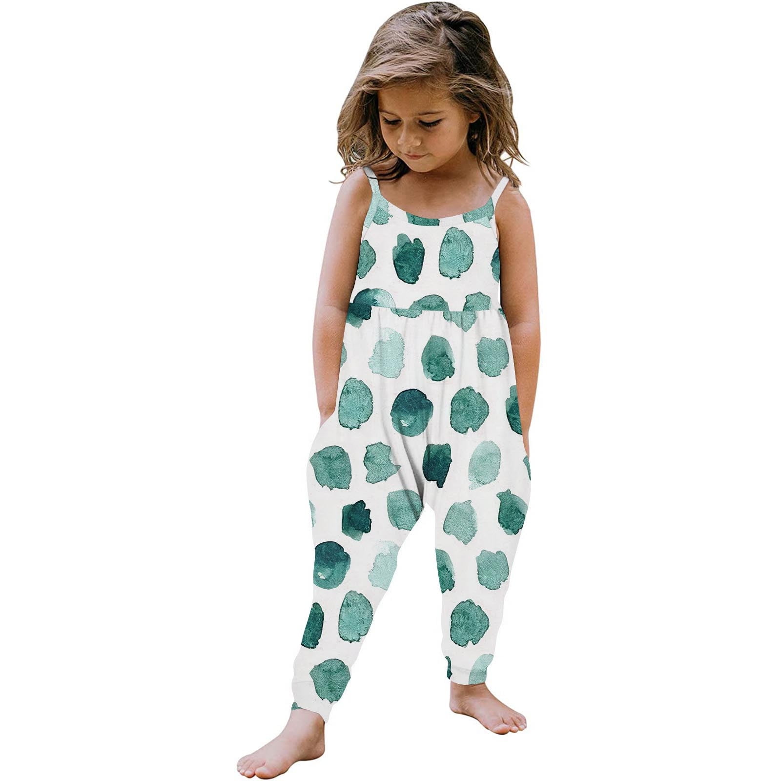 Toddler Girl Summer Jumpsuit - Backless Harem Romper With Ruffle Sleeves For Ages 3-7 Years