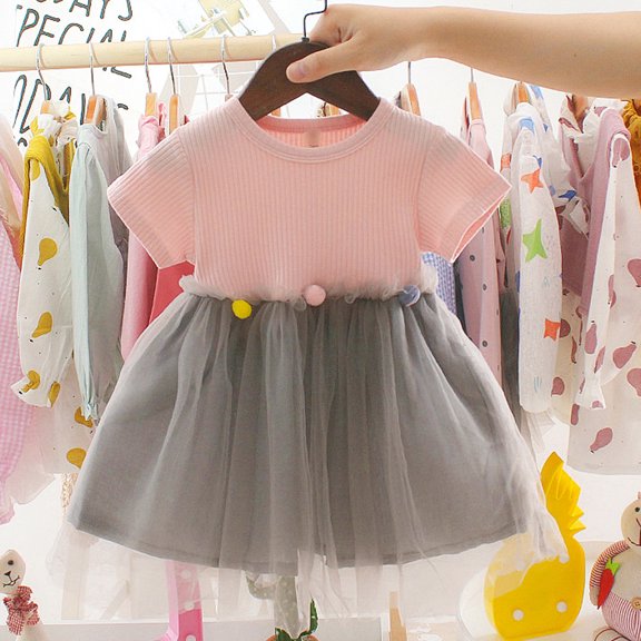 Herrnalise Baby Girl Trend Lovely Short Sleeve Net Yarn Dress Son Princess Skirt