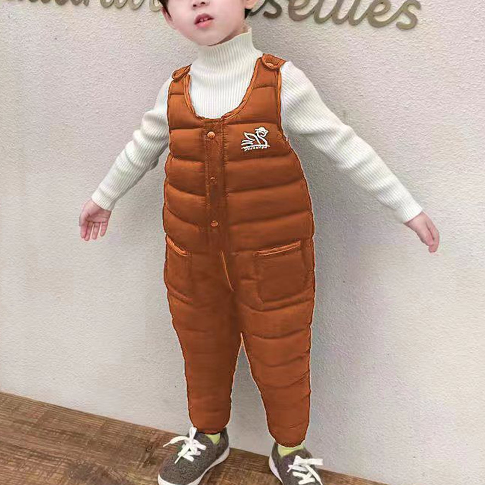 Herrnalise Baby Kids Winter Snow Pants Puffer Down Fleece Lined Trousers for Boys Girls(1-5Y)