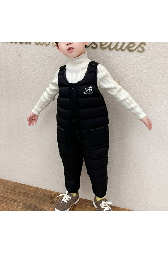 Baby Kids Winter Snow Pants Puffer Down Fleece Lined Trousers for Boys Girls(1-5Y)