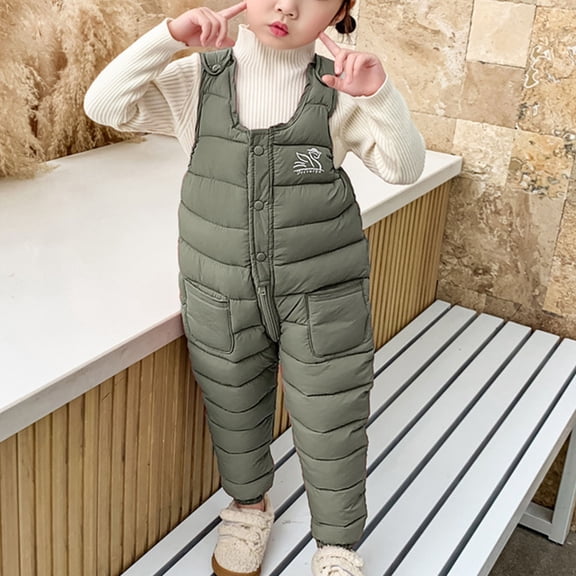 Herrnalise Baby Kids Winter Snow Pants Puffer Down Fleece Lined Trousers for Boys Girls(1-5Y)