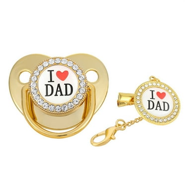 Herrnalise Baby Pacifier I Love Dad Initial Clip Silicone Infant Nipple Bling Newborn Pacifier Savings !