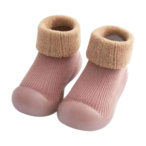 Herrnalise Baby Socks Shoes Casual Fashion Children's Indoor Non-slip Toddler Shoes Plus Velvet Thickened Non-slip Baby Slippers Flash picks