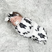 Herrnalise Baby Swaddle Wrap Newborn Blanket Organic Cotton Swaddle swaddling Headbands Set