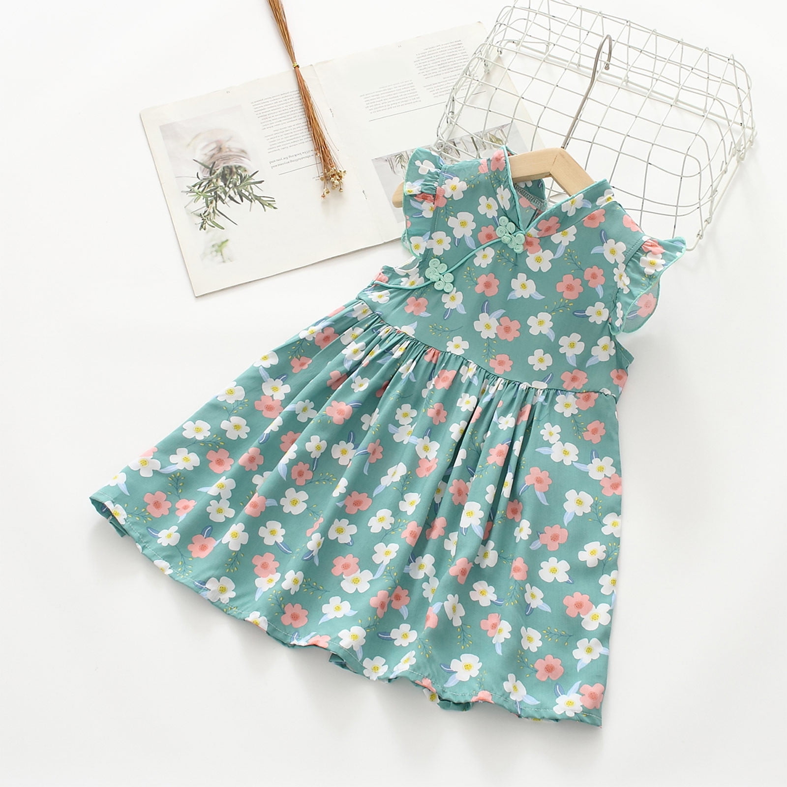 Summer Half Sleeve Casual Dress Blue For Baby Girls main image 0