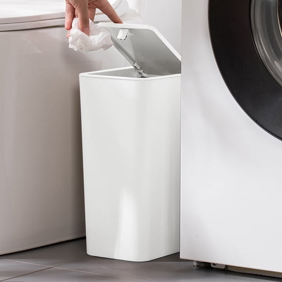 Herrnalise Bathroom Trash Can With Lid,Small Garbage Can With Press Lid,Plastic Wastebasket With Popup Lid For Toilet,Office,Bedroom,Living Room
