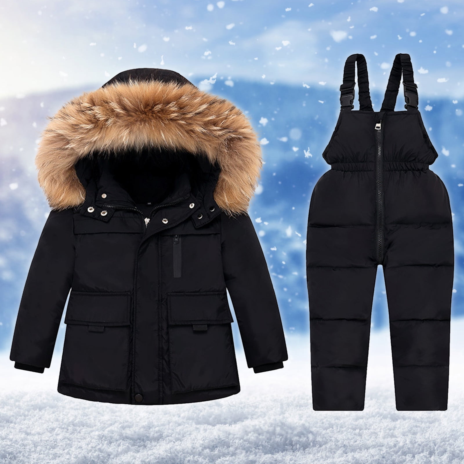 Herrnalise Big Boy's 2Piece Solid Color Snow Pants and Jacket Snowsuit