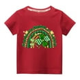 thumbnail image 1 of Herrnalise Boys And Girls Irish Clover Four Leaves Short Sleeve Crew Neck Tshirt Saint Patricks Day Green Tee for Kids 2-10 Years, 1 of 3