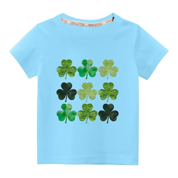 Herrnalise Boys' And Girls' St. Patrick's Day 9 Shamrocks Theme Short Sleeve T-Shirt Soft Cotton Irish Green Tee 2-10 Years