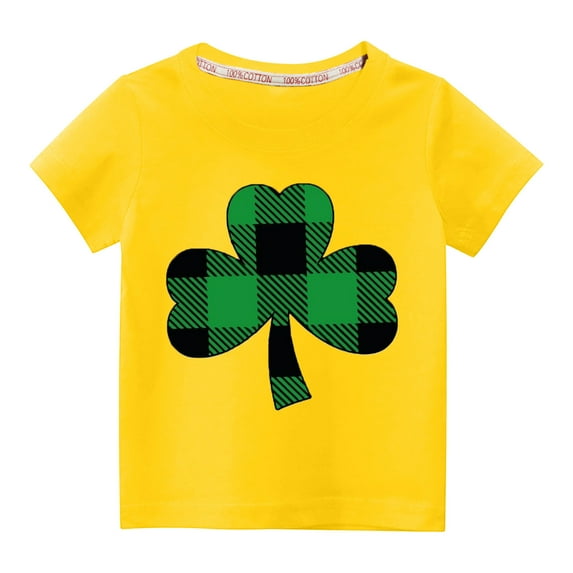 Herrnalise Boys' And Girls' St. Patrick's Day Shamrocks Theme Short Sleeve T-Shirt Soft Cotton Irish Green Tee 2-10 Years